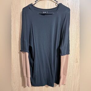 Black Long Sleeve Top with Tan Sleeves